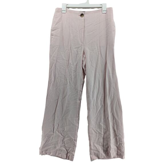Ann Taylor Dress Pants 8 Light Pink Straight Wide Leg High Rise Trousers Office - Picture 1 of 9